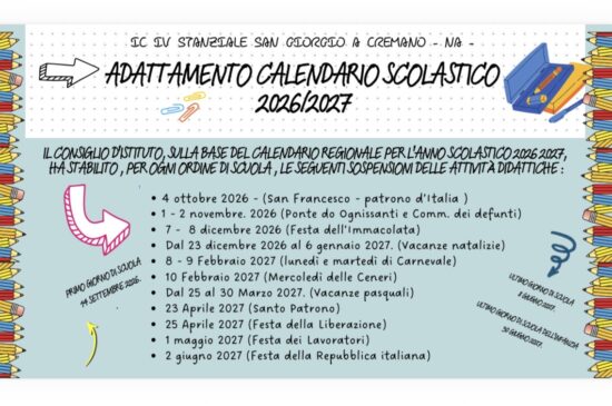 ADATTAMENTO CALENDARIO SCOLASTICO